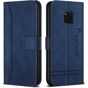 Case for Huawei Mate 20 Pro PU Leather Mobile Phone Case Flip Protective Case Compatible with Huawei Mate 20 Pro with Card Slot & Kickstand Blue