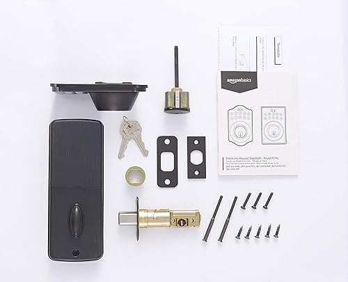 Miniatura 3 de Tienda Basics Cerradura de seguridad para teclado electrónico tradicional, entrada con cerradura de llave, 6 paquetes, 1 caja, bronce aceitado