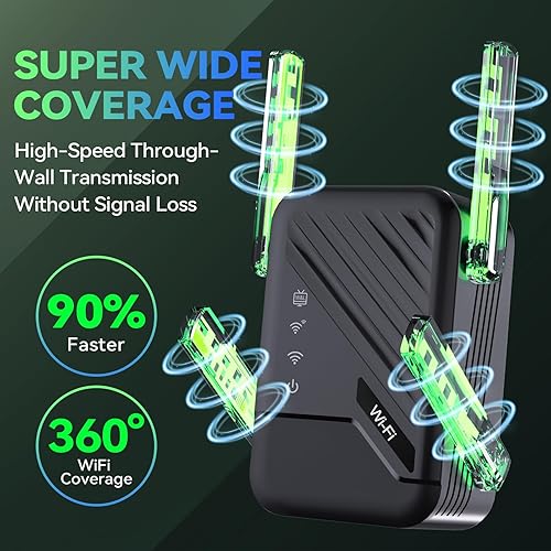 Miniatura 3 de Amplificador de señal WiFi 2026, extensor de Internet que cubre hasta 13389 pies cuadrados para el hogar, repetidor WiFi de largo alcance con puerto