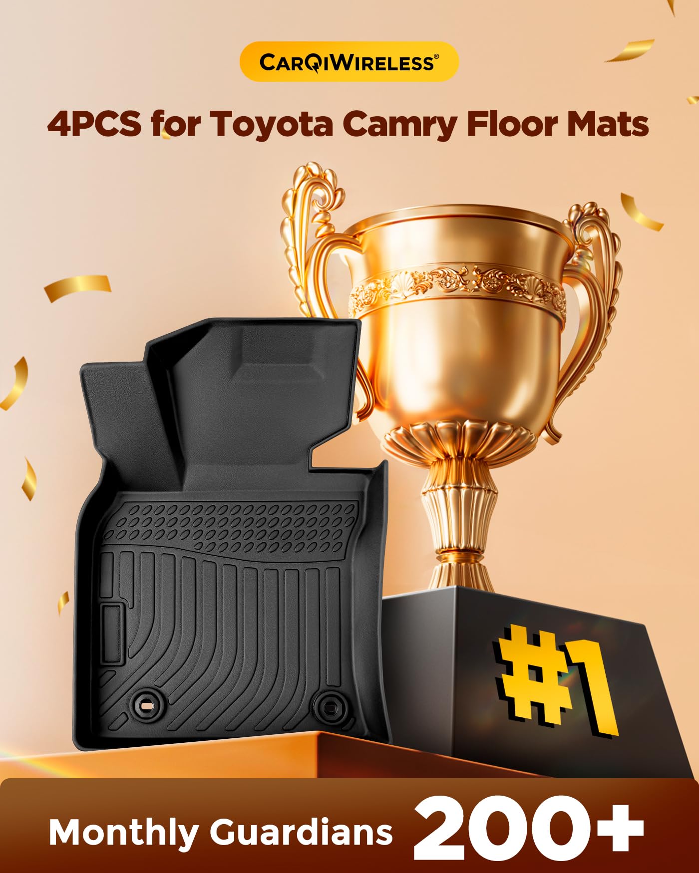 2024 2023 for Toyota Camry 8th Floor Mats 2022 2021 2020 2019 2018 FWD TPE All Weather Waterproof — view 2