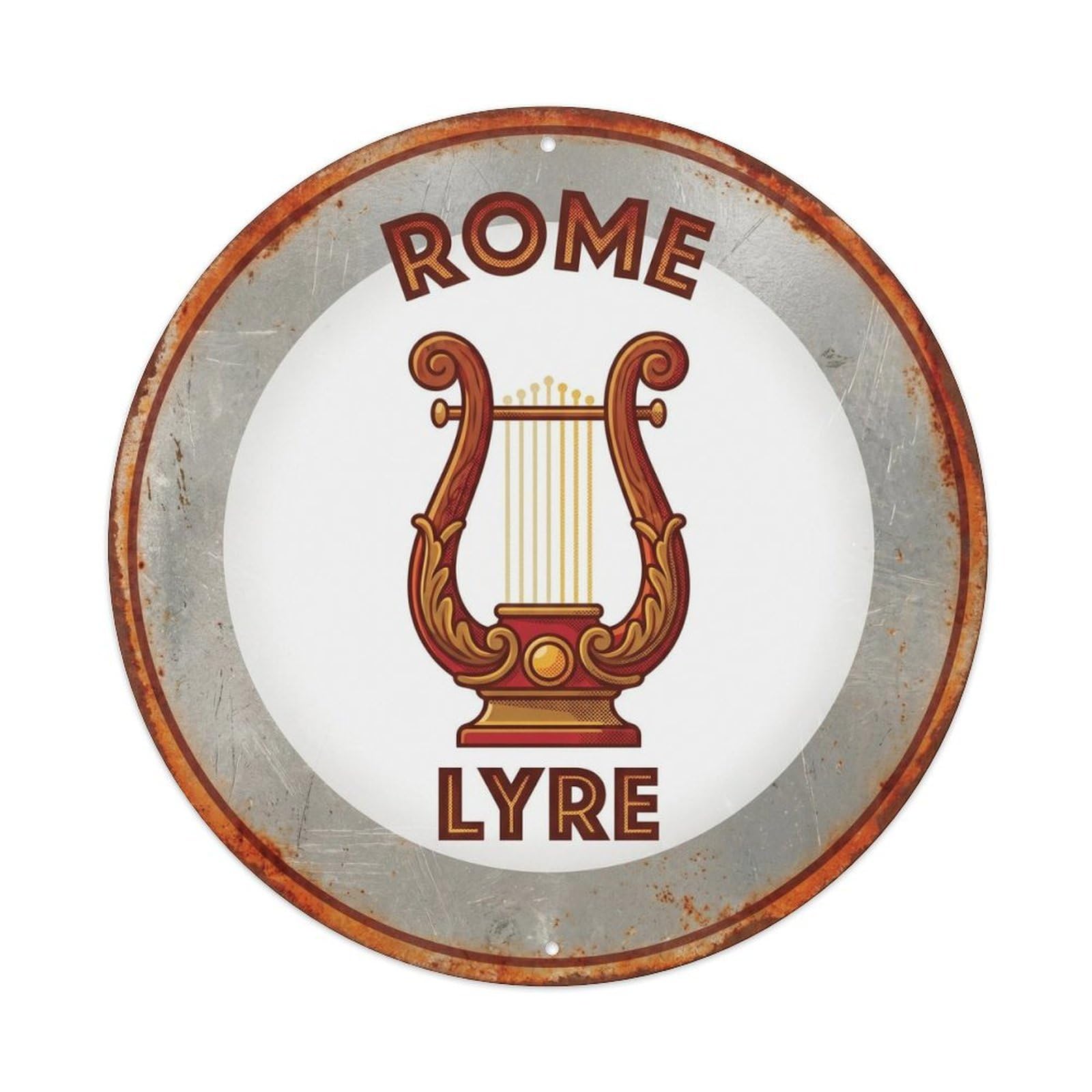 Retro Rome Italy Lyre Heritage City Travel Metal Tin Sign