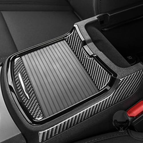 Miniatura 5 de Reposabrazos de consola central de fibra de carbono real 3K, caja de almacenamiento con botones, cubierta de soporte para tazas, calcomanía interior