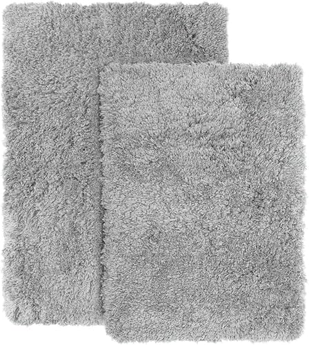 3 Piece Beautiful Ultra Soft Cute Bathroom Rugs Sizes 17 x 24/20 x 32/20 x 24 | All Season Gentle Feel Super Luxury Thick Extra Cool Plush Silver