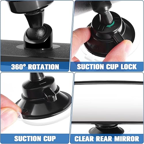 Miniatura 6 de Veemoon Espejo de repuesto para parabrisas ancho, antinegro, espejo grande deslumbrante de cm, elimina la prueba H, espejo trasero azul para