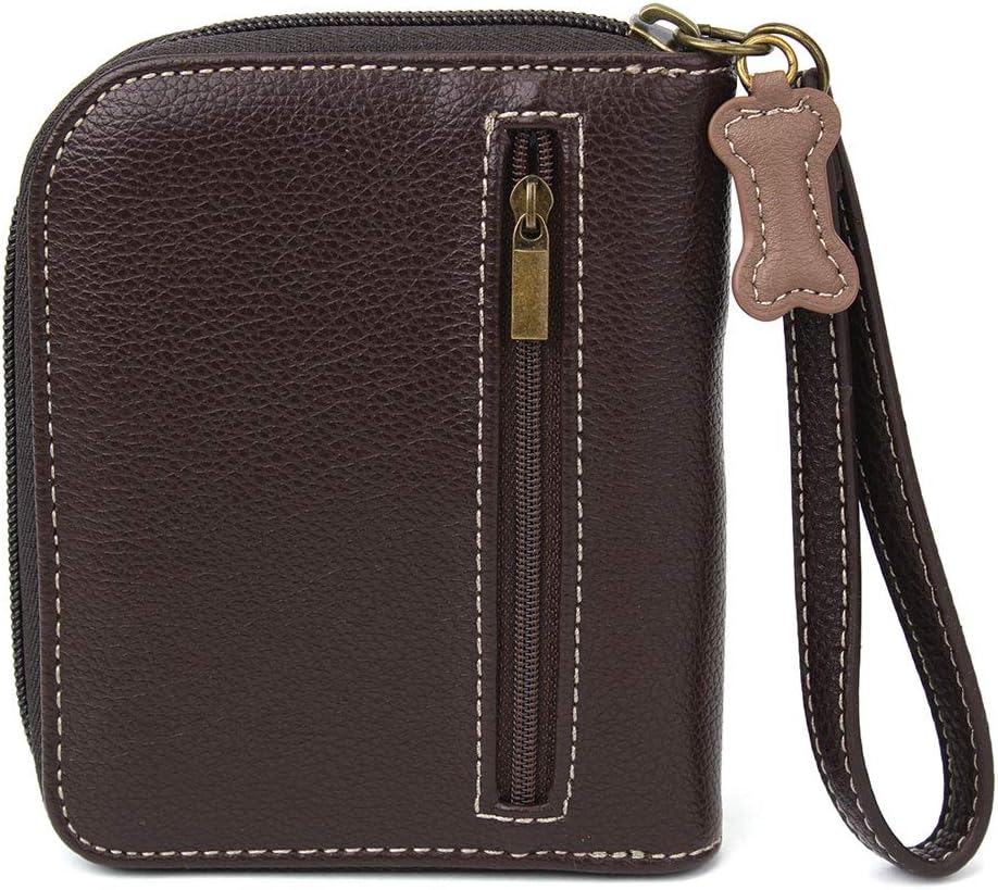 CHALA Zip Around Wallet, Wristlet, 8 Credit Card Slots, Sturdy Pu Leather - Corgi - Mustard