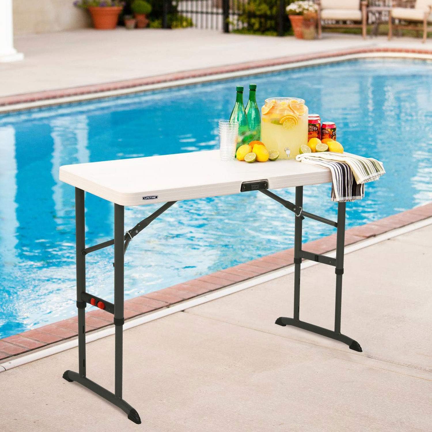 Lifetime 4 Ft. Commercial Adjustable Height Folding Table (Almond)