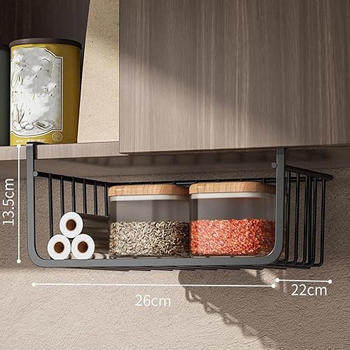 Miniatura 6 de Cesta de almacenamiento para debajo del estante, multiusos, de metal, para cocina, oficina, despensa, escritorio, estantería (M blanco)