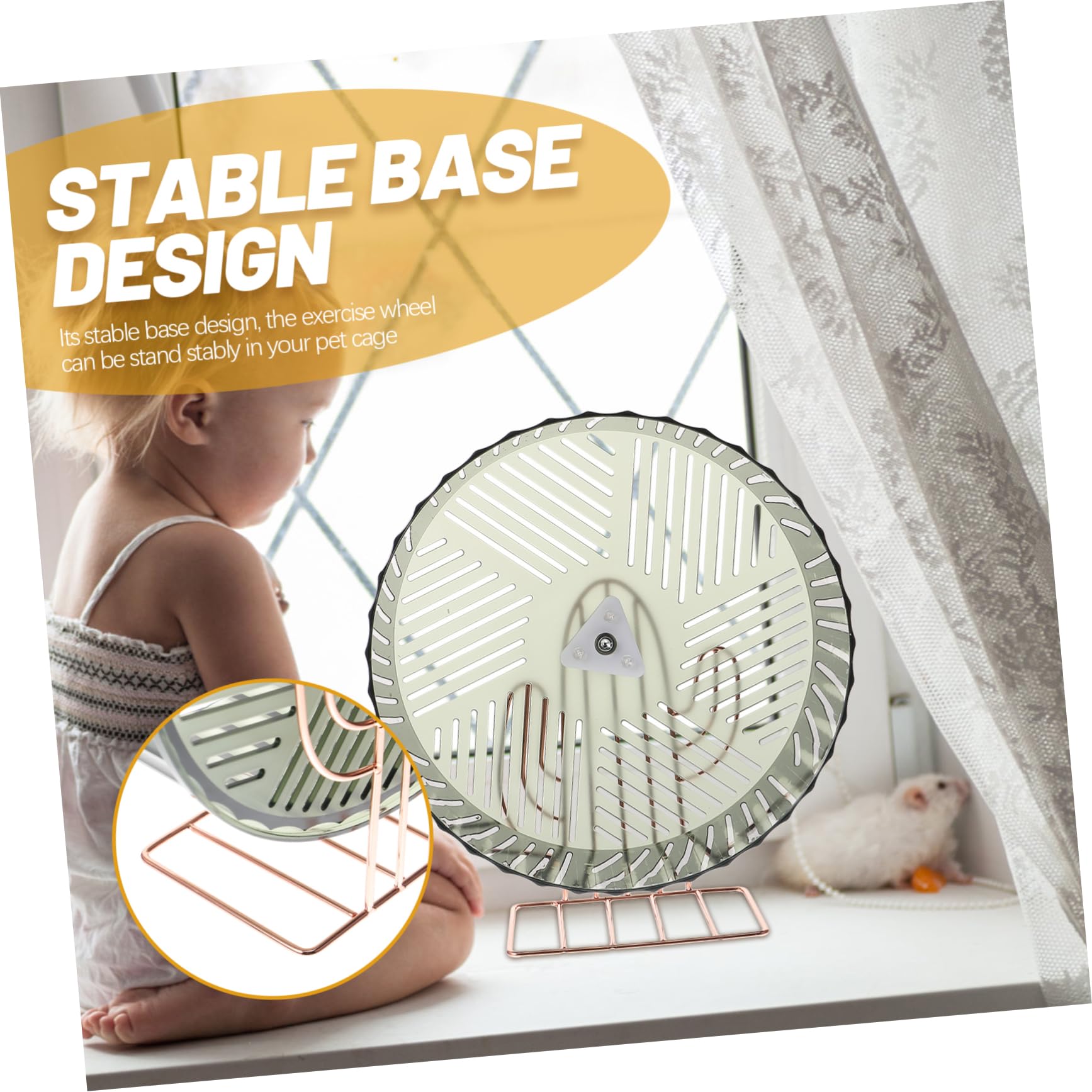 VANZACK Roue de Hamster Domestique Base Stable, Accessoires pour Chinchillas, pour Cage Hamster, Augmente L’activité des Petits Animaux, Plastique et Alliage