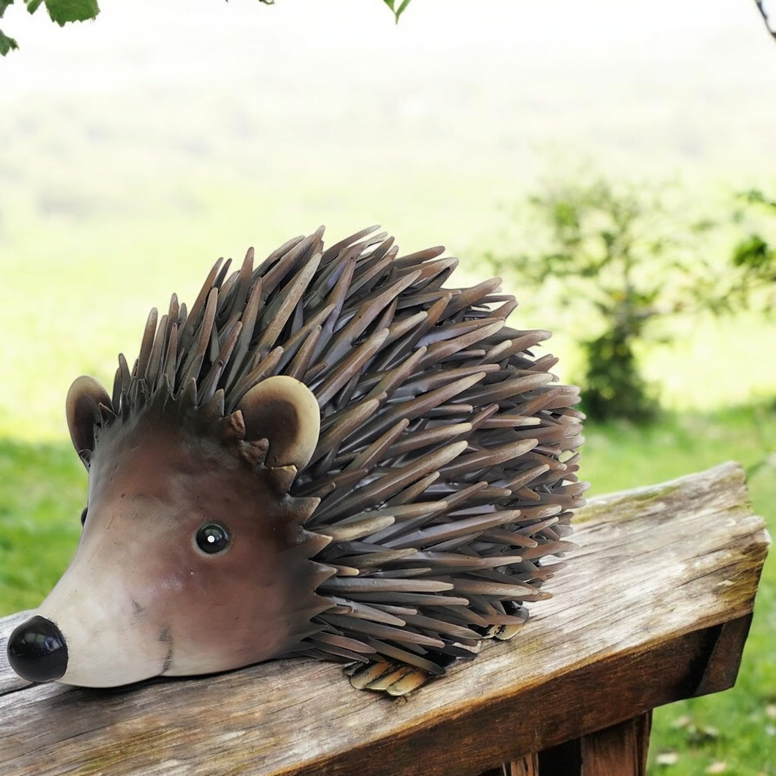 Epsom Door Handle Metal Woodland Hedgehog – 21 x 17 x 32 CM | Handcrafted Metal Garden Ornament | Weatherproof Outdoor & Indoor Hedgehog Sculpture for Lawn, Patio & Home Décor