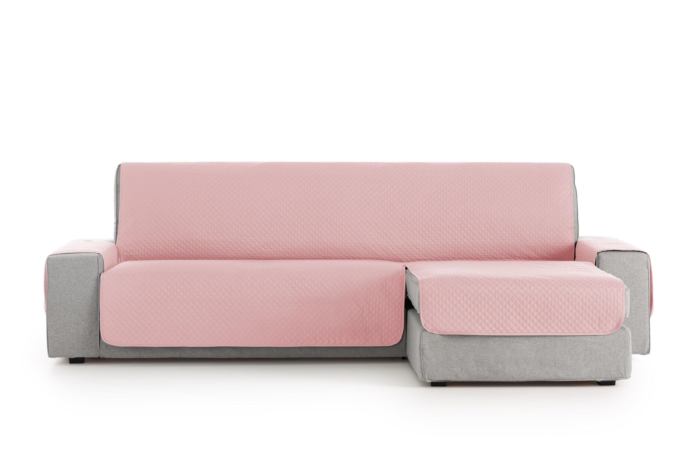 Textilhome Copridivano 3 Posti con Penisola Destro Adele – Trapuntato Reversibile Universale Rosa | Copri divano Angolare 240 cm, Salvadivano Antigraffio per Gatti, Antimacchia