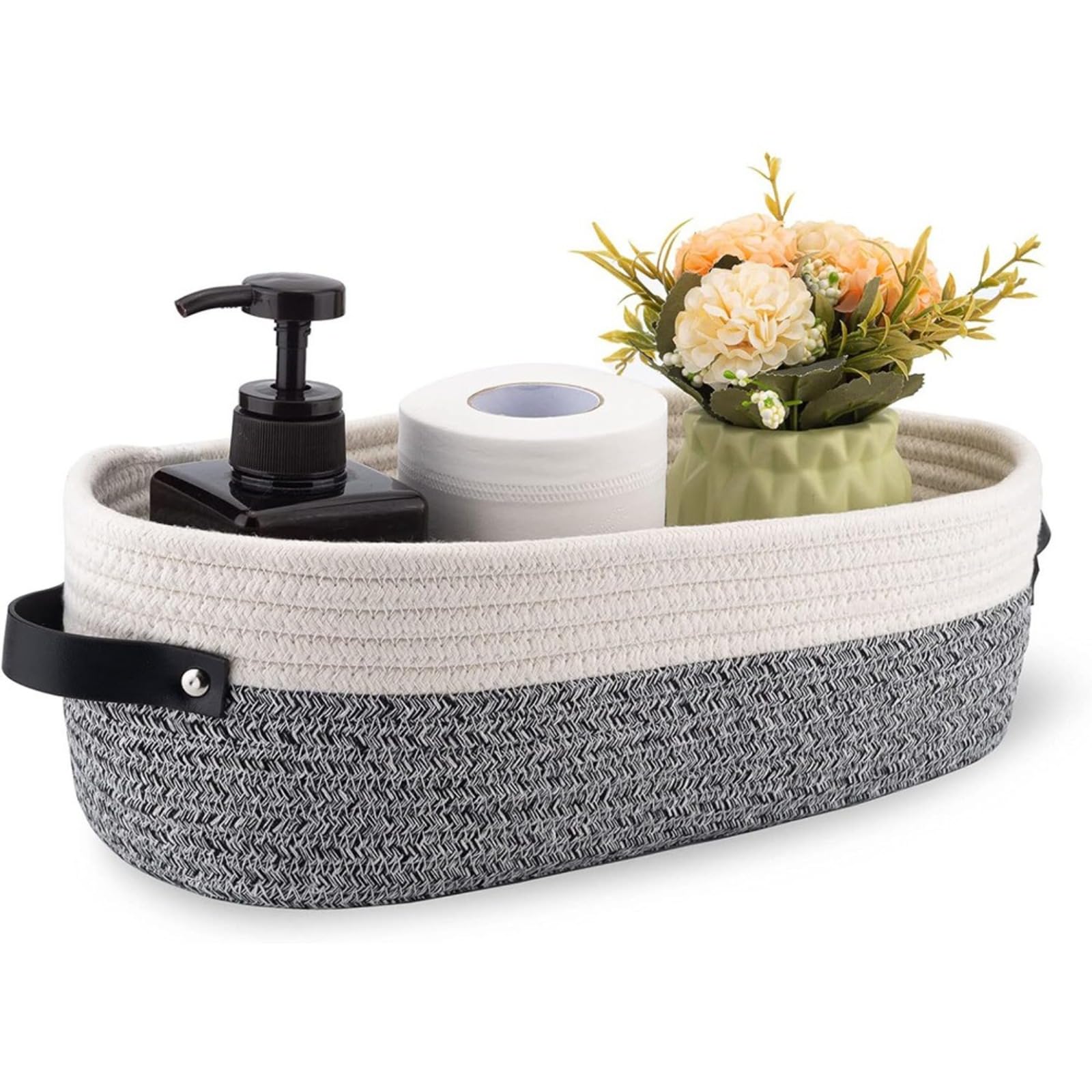 AZHABINWA Cotton rope woven desktop miscellaneous storage box, household cosmetics and snacks storage basket