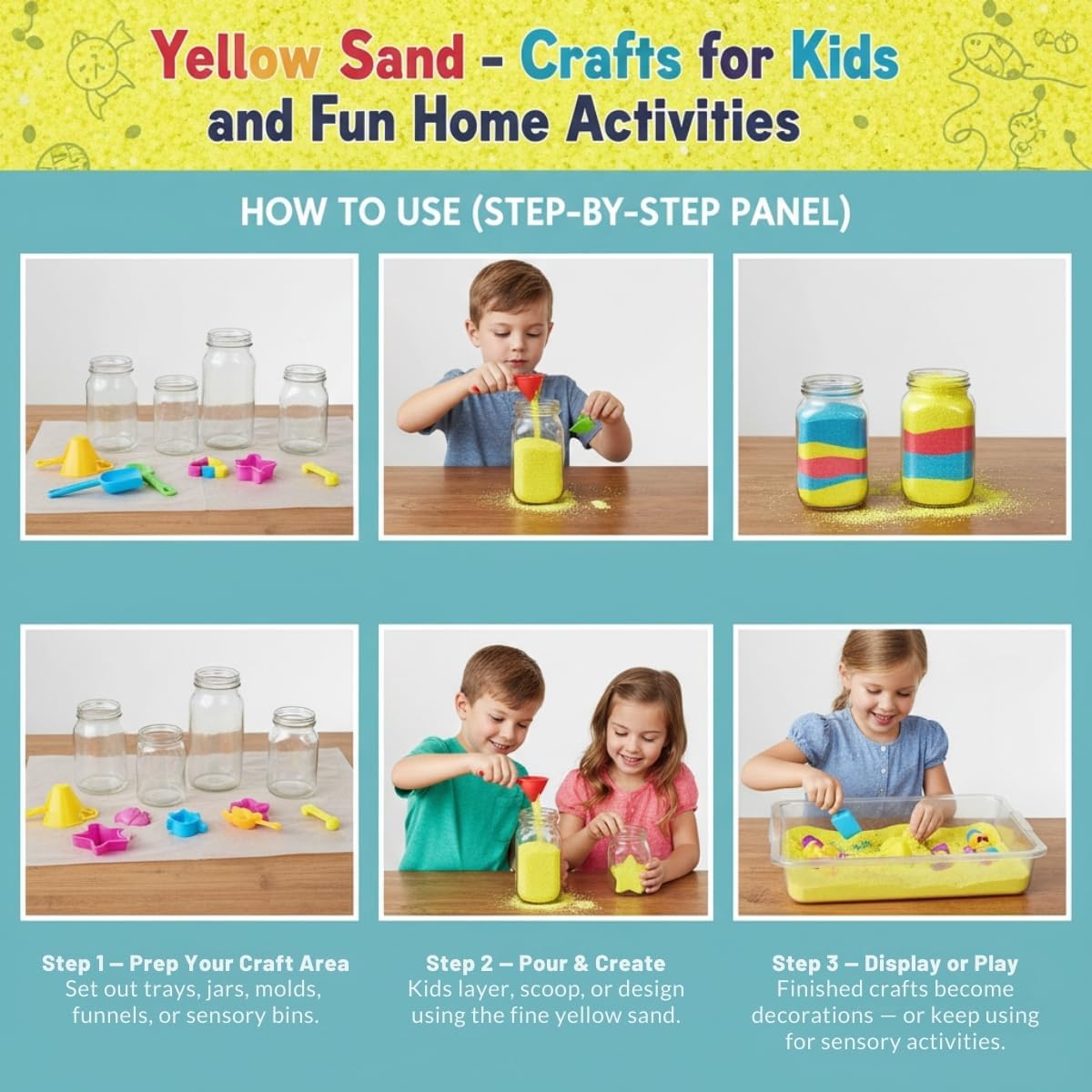 Sandtastik Products Ltd - Yellow Sand - Crafts for Kids and Fun Home Activities image 3