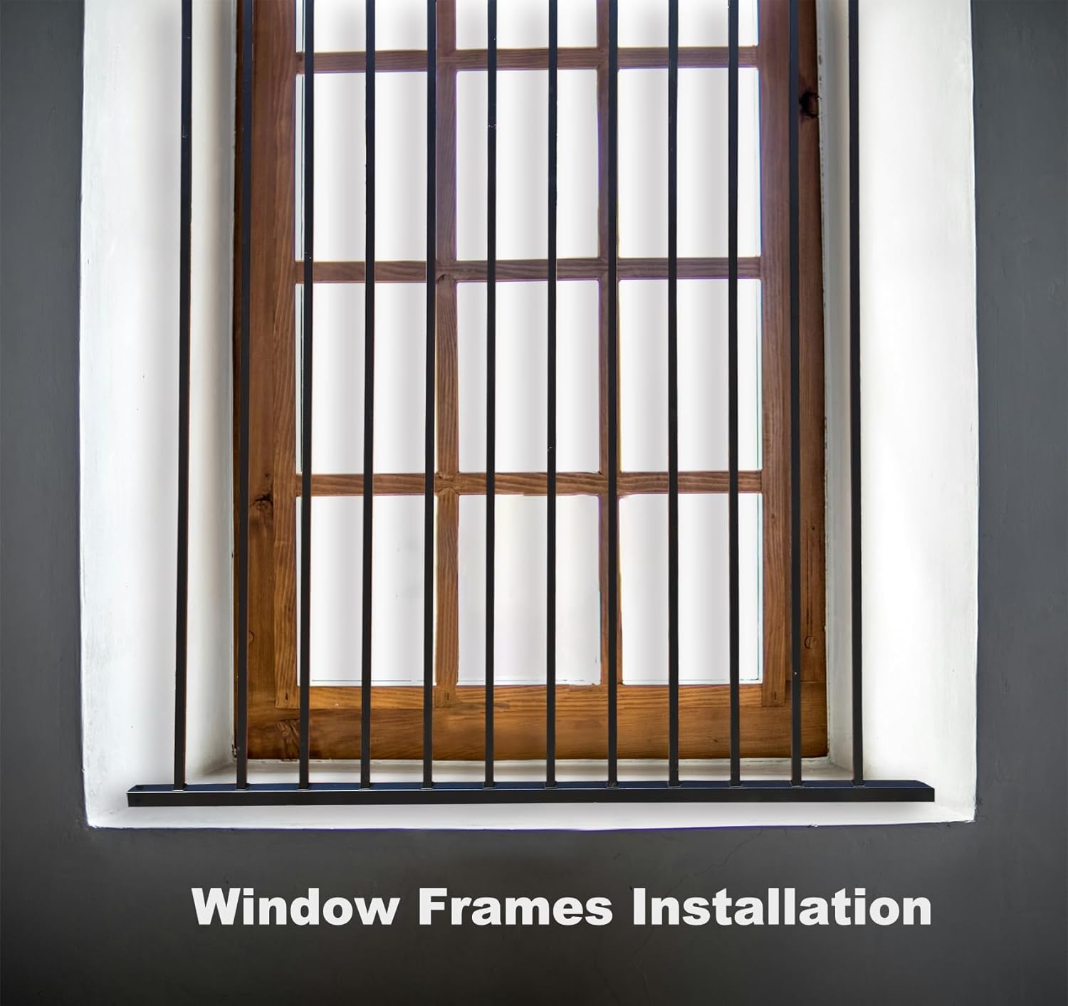 Window Bar Guard Supports Windows Up to 71" x 71"/5.9ft x 5.9ft, Anti-Theft Windows Guard for Safety Protection Outdoor Heavy-Duty Metal Window Protection Easy Installation(71" H x71" W)