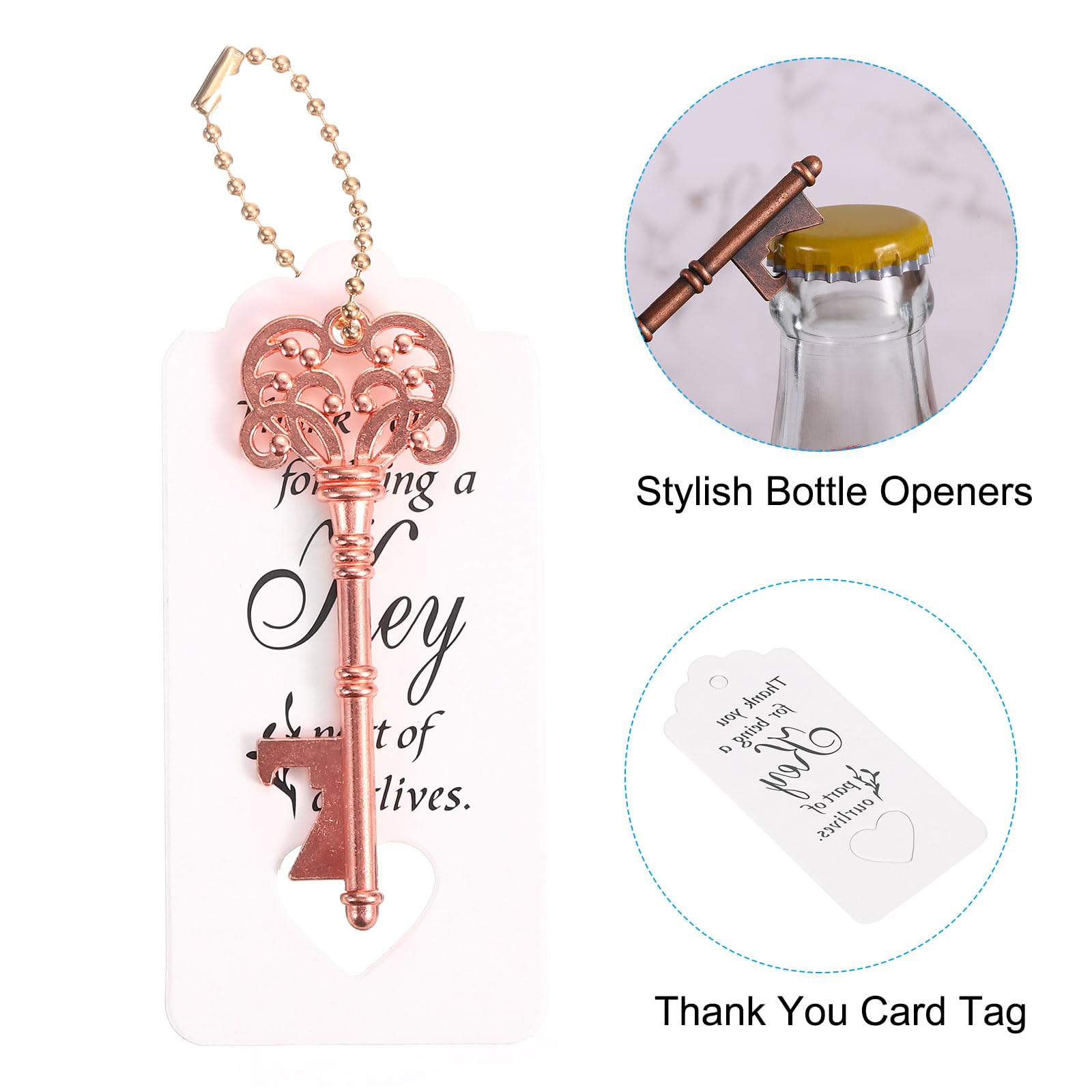 PATIKIL Vintage Key Bottle Openers, 10 Pcs Wedding Party Favor Souvenir Gift Set including Thank You Tag - Image 4