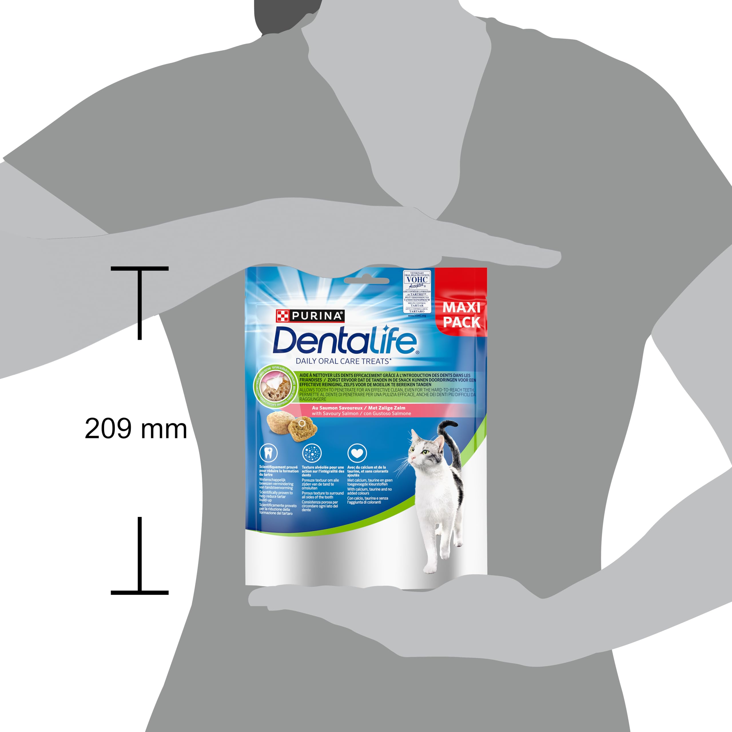 DENTALIFE |Daily Oral Care | Golosinas | para Gatos Adultos | Ayuda a Limpiar los Dientes eficazmente | En salmón | Bolsita | 140 g