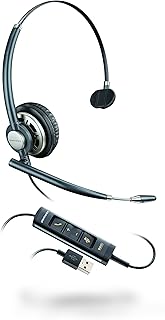 Plantronics EncorePro HW715 Over-the-Head Monaural Corded Headset with USB Connection and Noise Cancelling Microphone