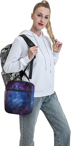 Miniatura 7 de VIELEGELD Bolsa de almuerzo con diseño de galaxia, reutilizable, aislada, de gran capacidad, para niños, mujeres, hombres, bolsa enfriadora,