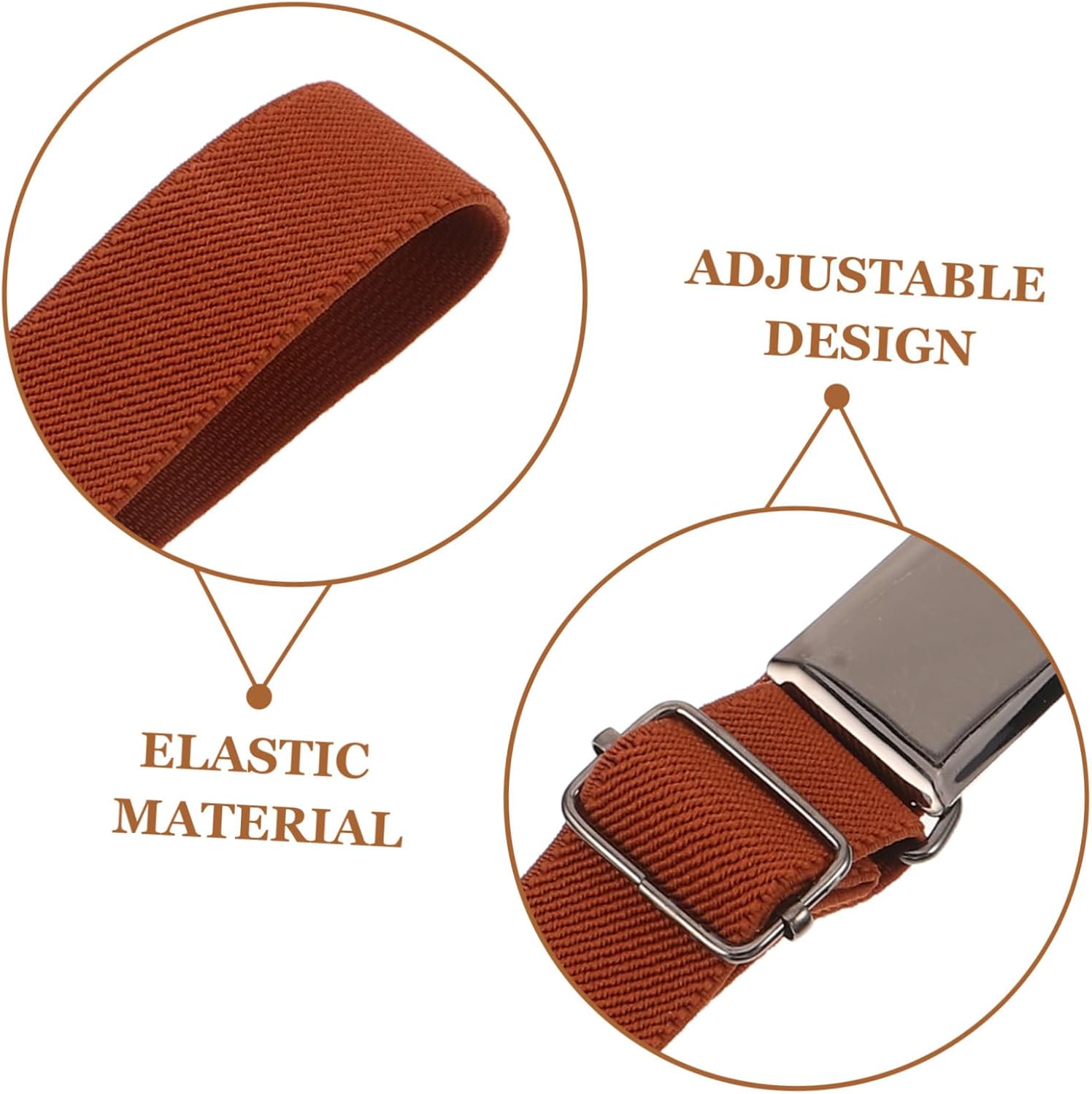 3pcs Adjustable Elastic Belt for Boys with Metal Buckle, Stretch Waistband for Jeans, Pants, Dresses, School Uniforms – Black, Navy, Camel