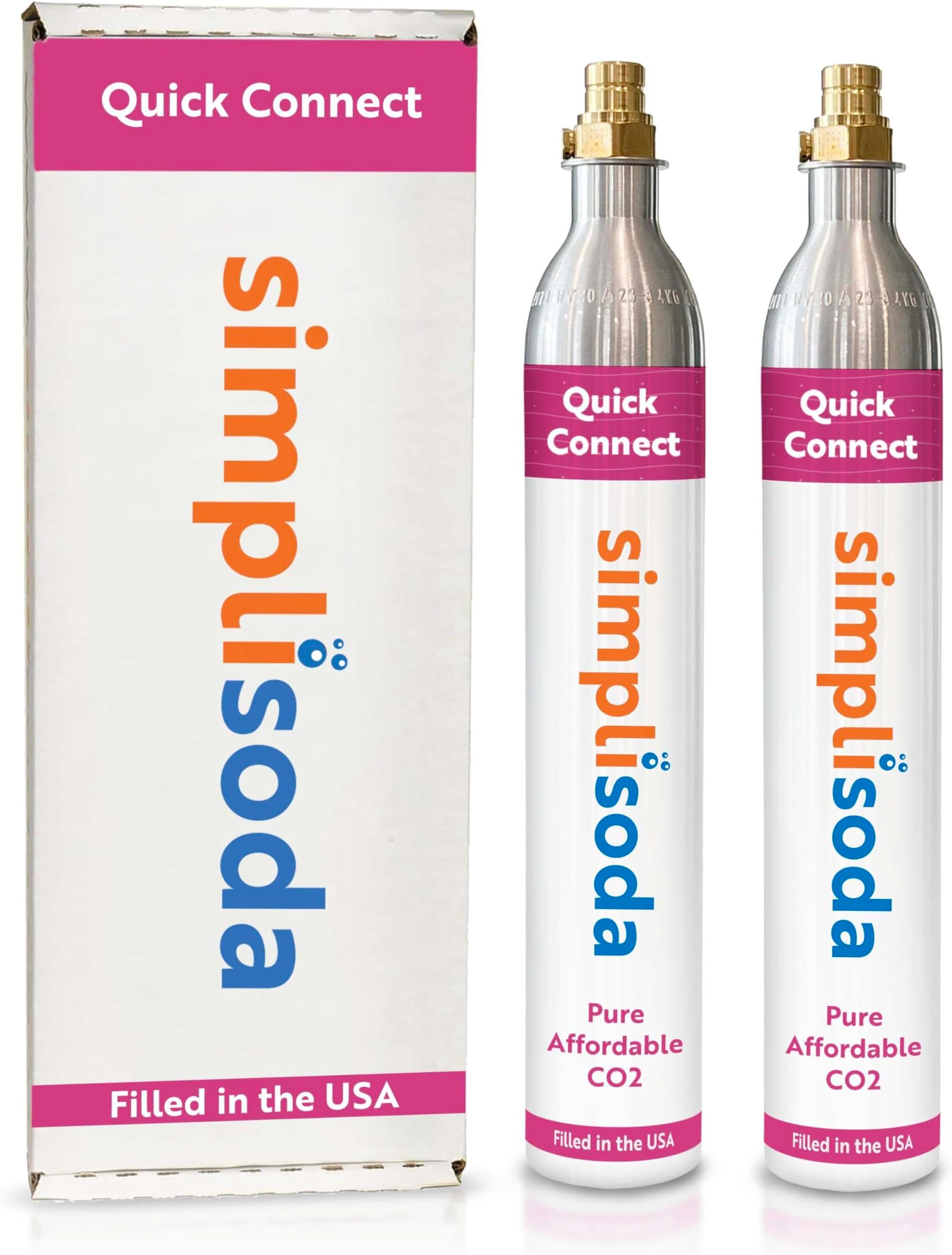 Simpli Soda 60L CO2 Canister Cylinders - Compatible w/Sodastream Quick Connect Only [Including ART, TERRA ENSO & DUO] - Soda Streaming Machine CO2 Tanks Gas Refill, | 14.5 oz, Set of 2