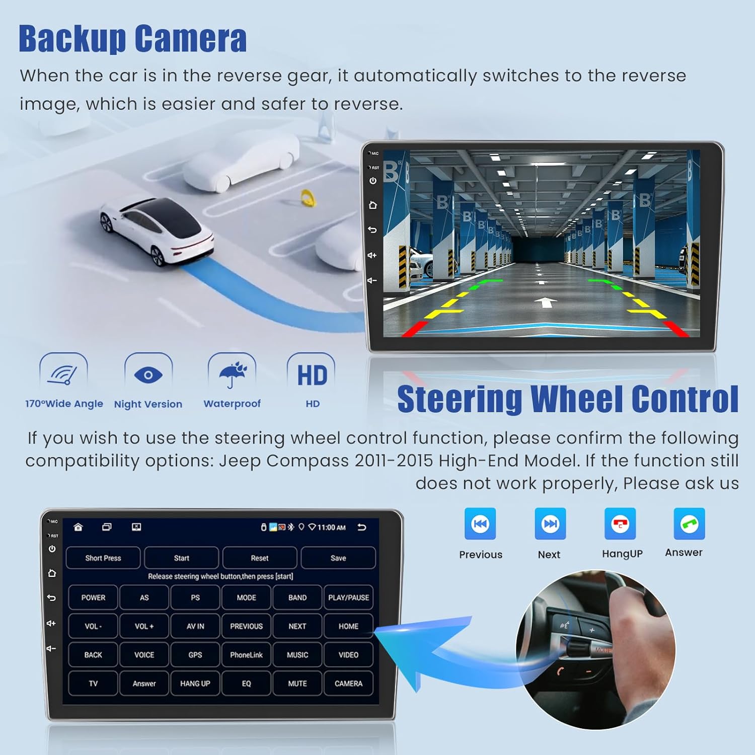 [8Core 6G+128G] Android 15 Car Radio for Jeep Compass Patriot 2010-2016 with Wireless Carplay Android Auto, 10 Inch HD Touchscreen Car Stereo with WiFi GPS Bluetooth5.0 FM/RDS 32EQ SWC