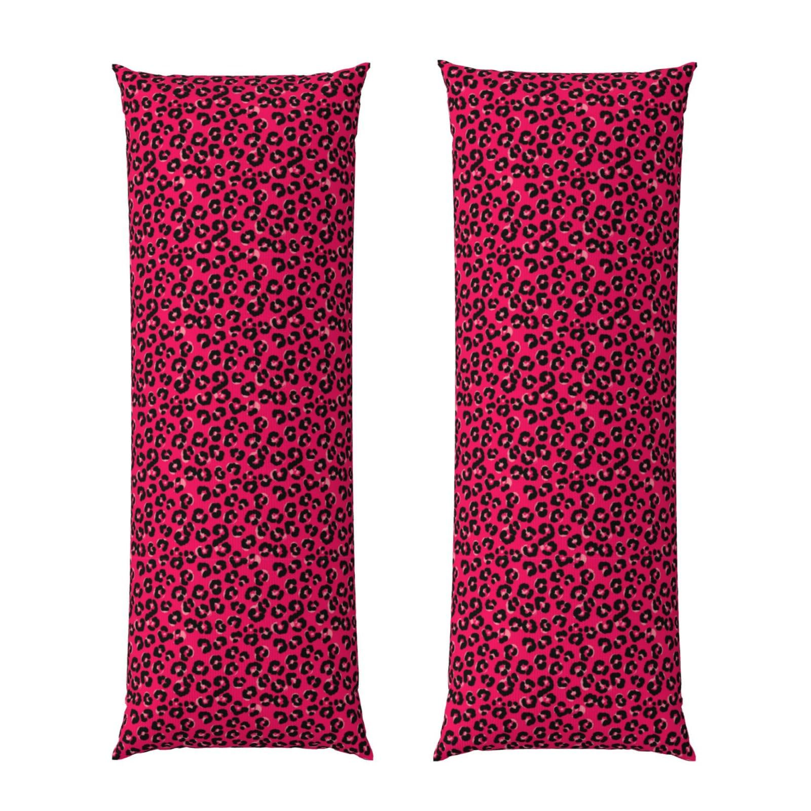 Body Pillow Cover 20x54, Pink Animal Skin Wild Leopard Print, Decorative Zippered Pillowcase, Soft Cozy Flannel Fabric, Cushion Case for Couch Sofa Bedroom Home Decor
