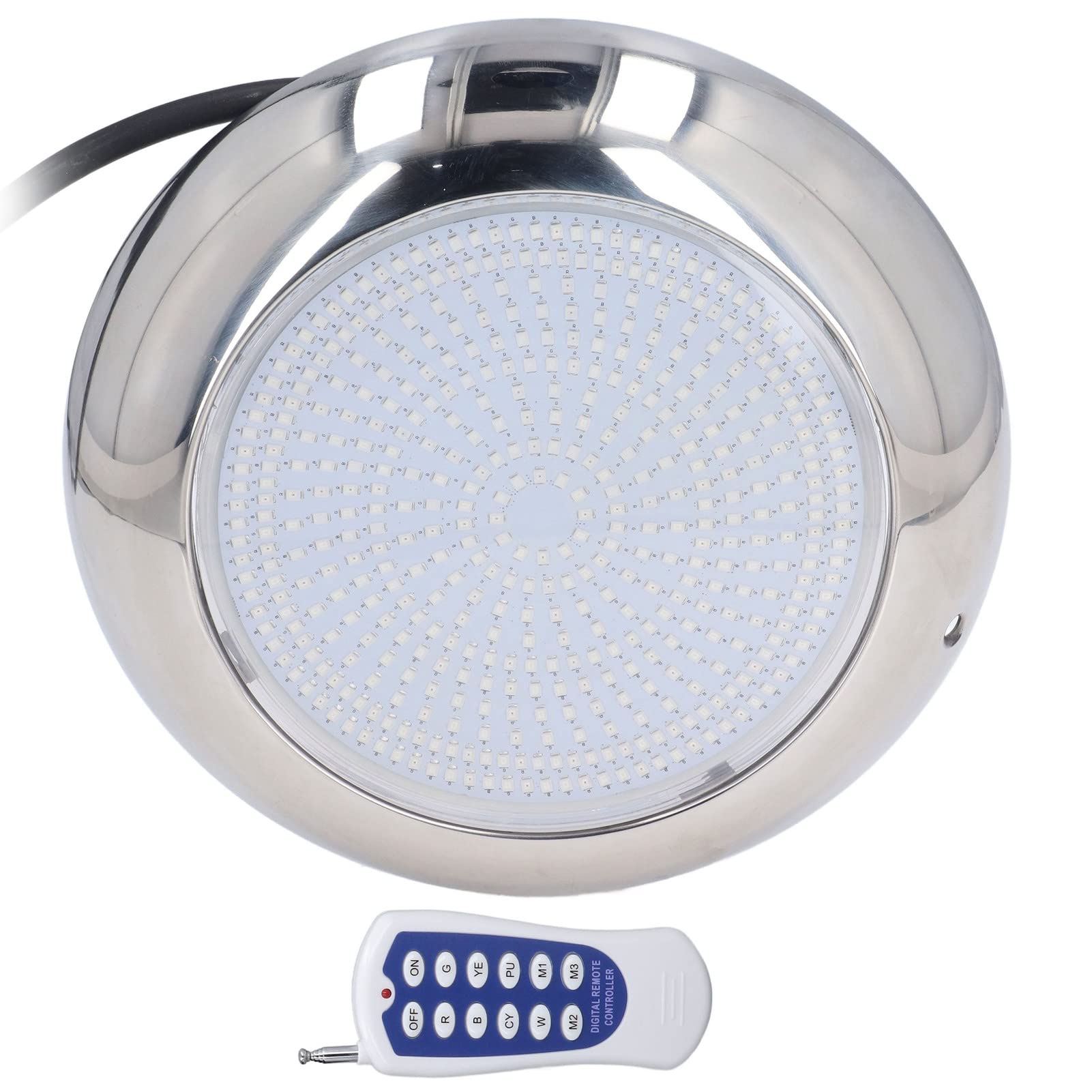 Fafeicy 468LED 35W Światło do Basenu Pilot RGBW AC12V IP68 Wodoodporny, z 12-kluczowym Pilotem i 7 Statycznymi Kolorami, do Dekoracji Krajobrazu Podwodnego Stawu (Skorupa bez wzoru)