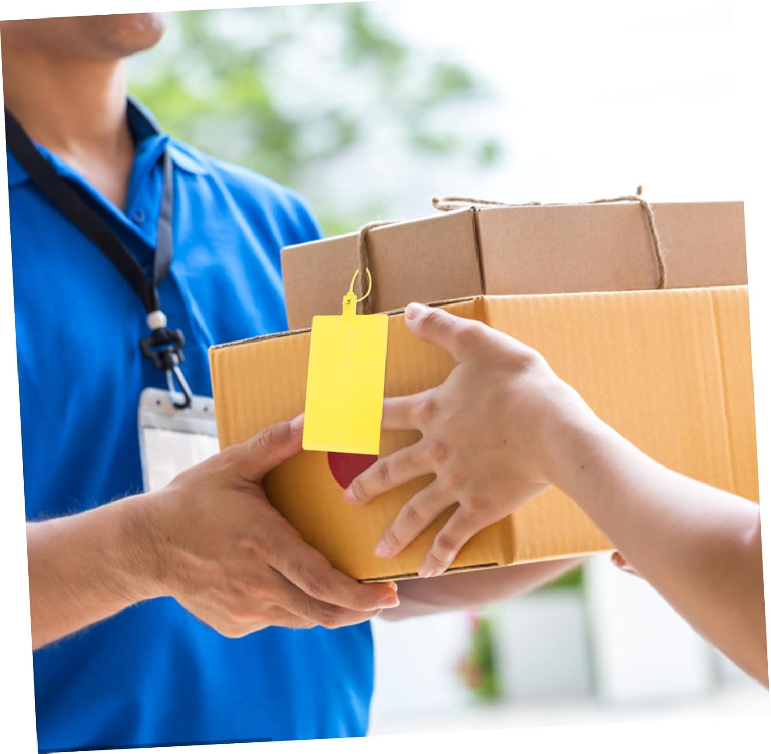 100pcs Yellow Shipping Tags 5.8x100mm Plastic Cable Labels with Wire for Logistics and Packaging Identification