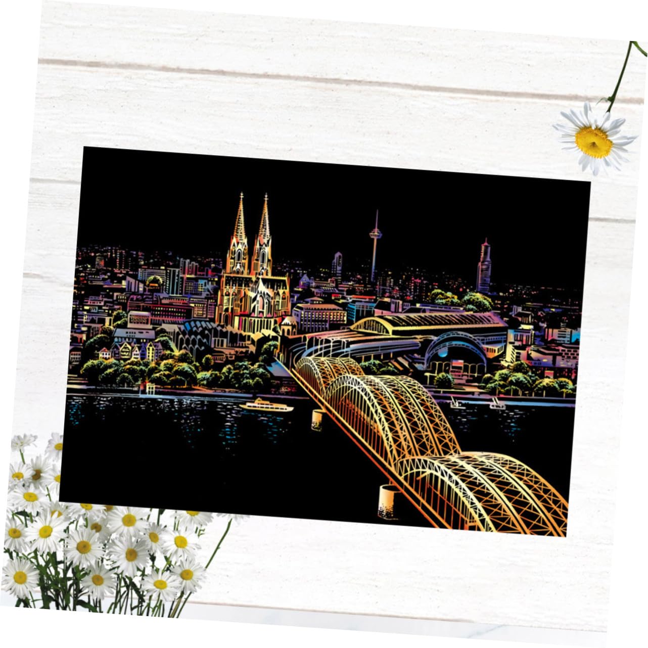 Motif Cathédrale de Cologne Outil de Décompression Sûr pour Dessin à Gratter pour Adultes en Papier et Présent DIY Loisirs Créatifs et Décoration