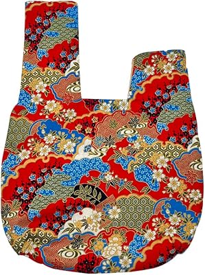 BAR Elegante Algodón Japonés Patrón Bolsa de Muñeca Manga Bolsa de Nudo Portátil Lienzo Tote Bolso para Mujer, Mujer