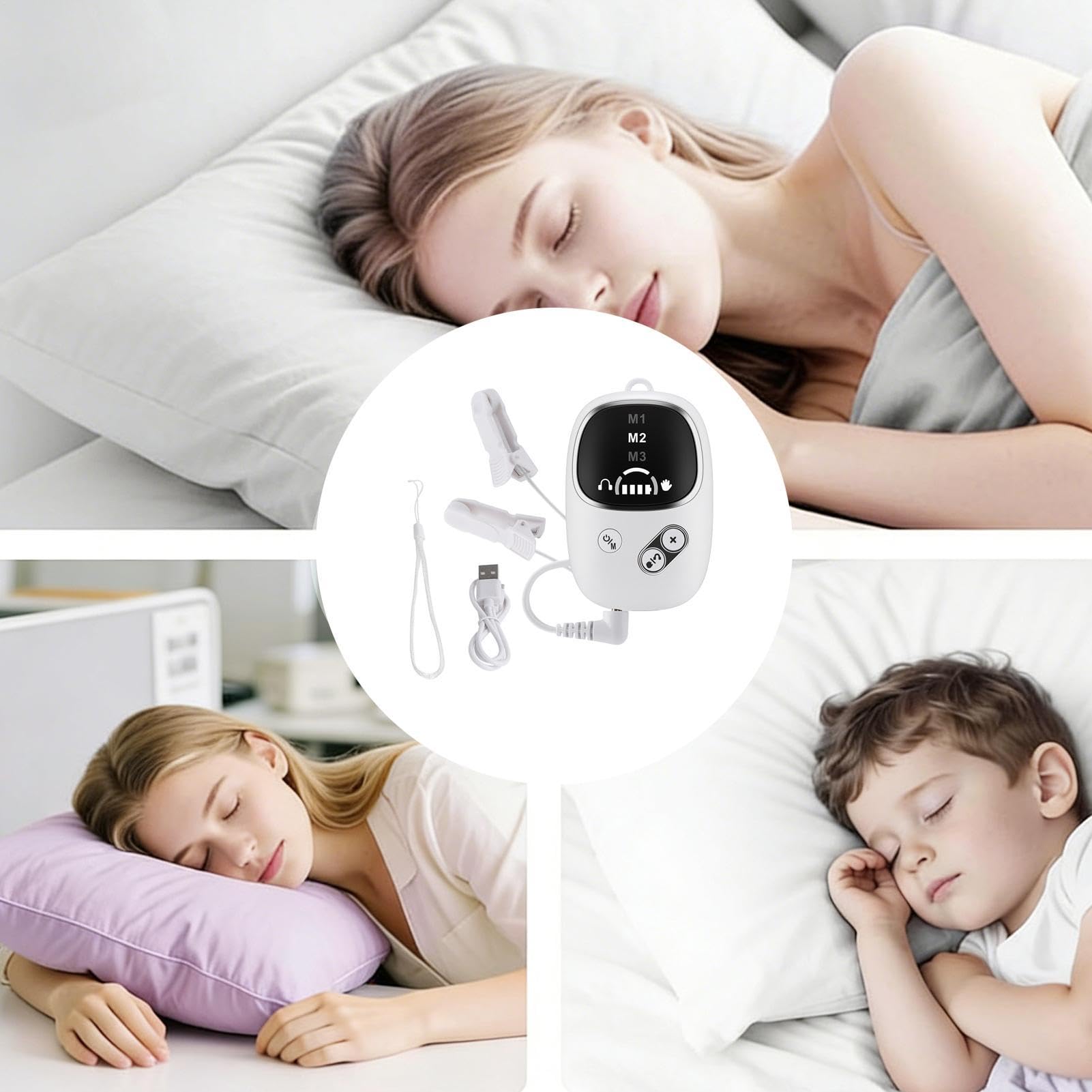 Dispositivo para dormir: máquina de relajación de 7 x 4,5 x 2 cm con clip para la oreja, herramienta de ritmo portátil, cuerpo de acero inoxidable ABS para el hogar, dormitorio