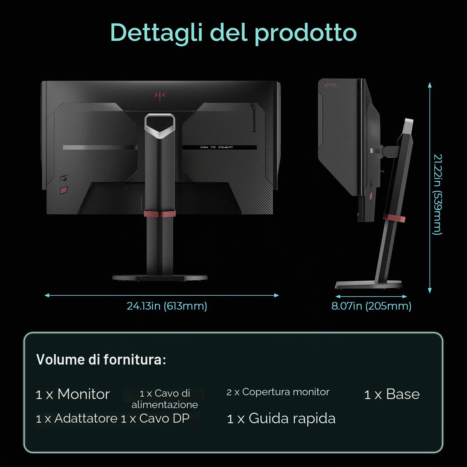 KTC Gaming Monitor 27 Pollici, 275Hz 240Hz, QHD Monitor, Fast IPS, 1ms, 2K QHD 2560 x 1440P Schermo PC, Freesync & G-sync, 100% sRGB, HDR400, Luce blu bassa, VESA 100x100, DP1.4/HDMI 2.0, H27E8