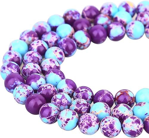 Miniatura 18 de Cuentas de jaspe imperial bicolor, 67 piezas de cuentas de piedra de 0.236 pulgadas (0.236 in), piedras preciosas sueltas, tamaño de agujero