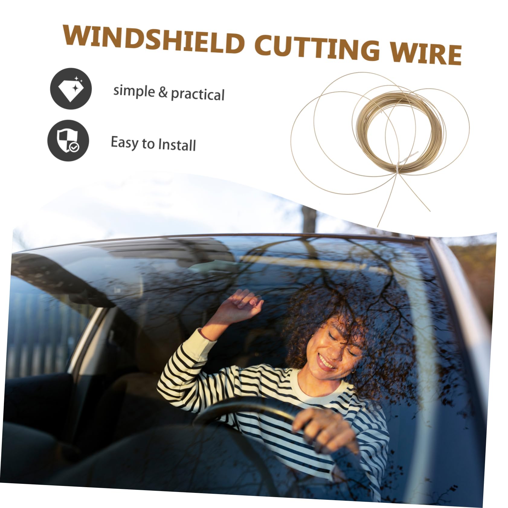 CIYODO 1Roll Windshield Cutting Wire Tool Strand Wire for Windscreen Glass Removal High Precision Automotive Windshield Repair Kit Easy to Use