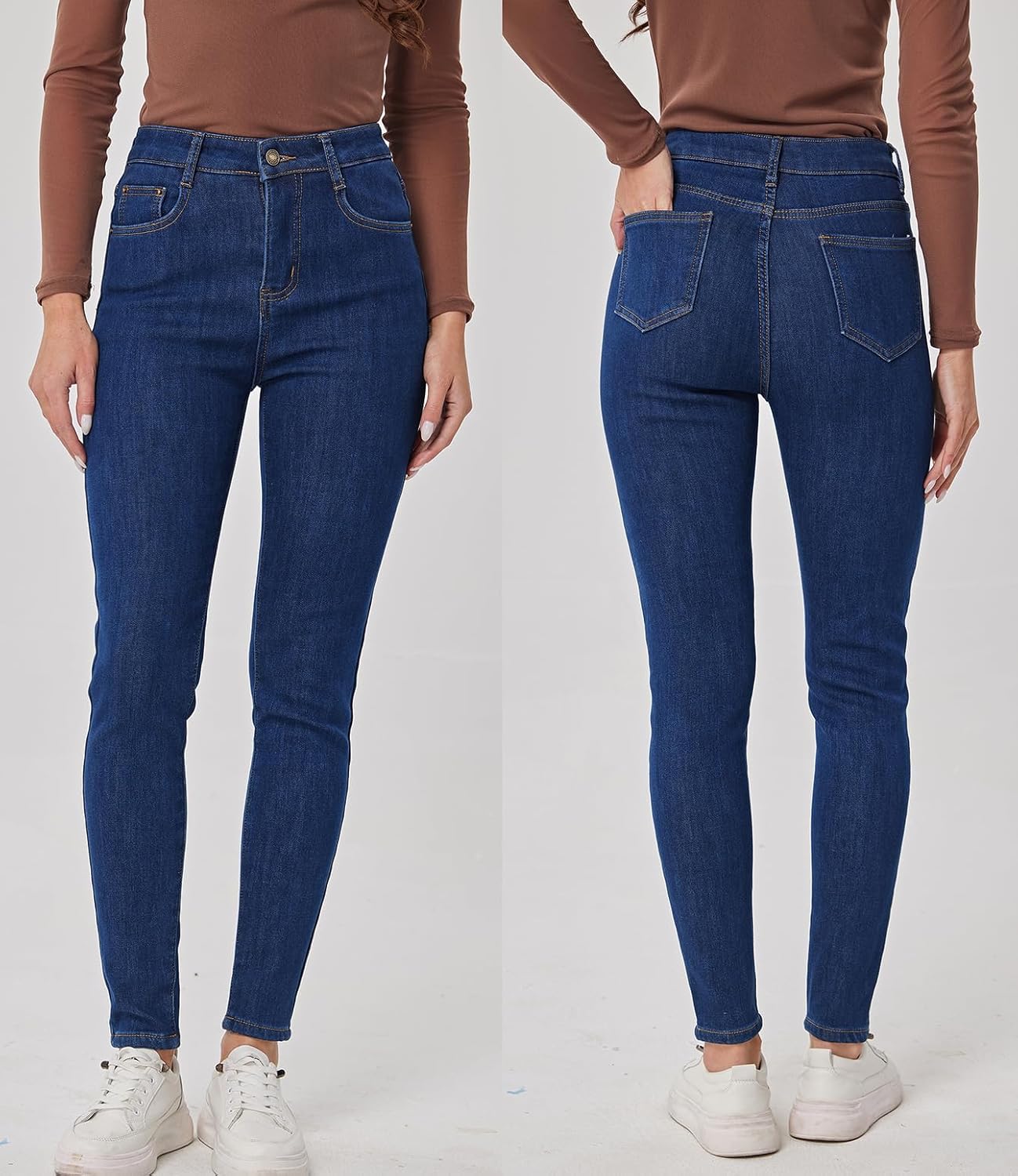 heipeiwa Women’s Winter Jeans Fleece Lined Jeans Thermal Thick Skinny Denim Pants Slim Stretch Warm Jeggings