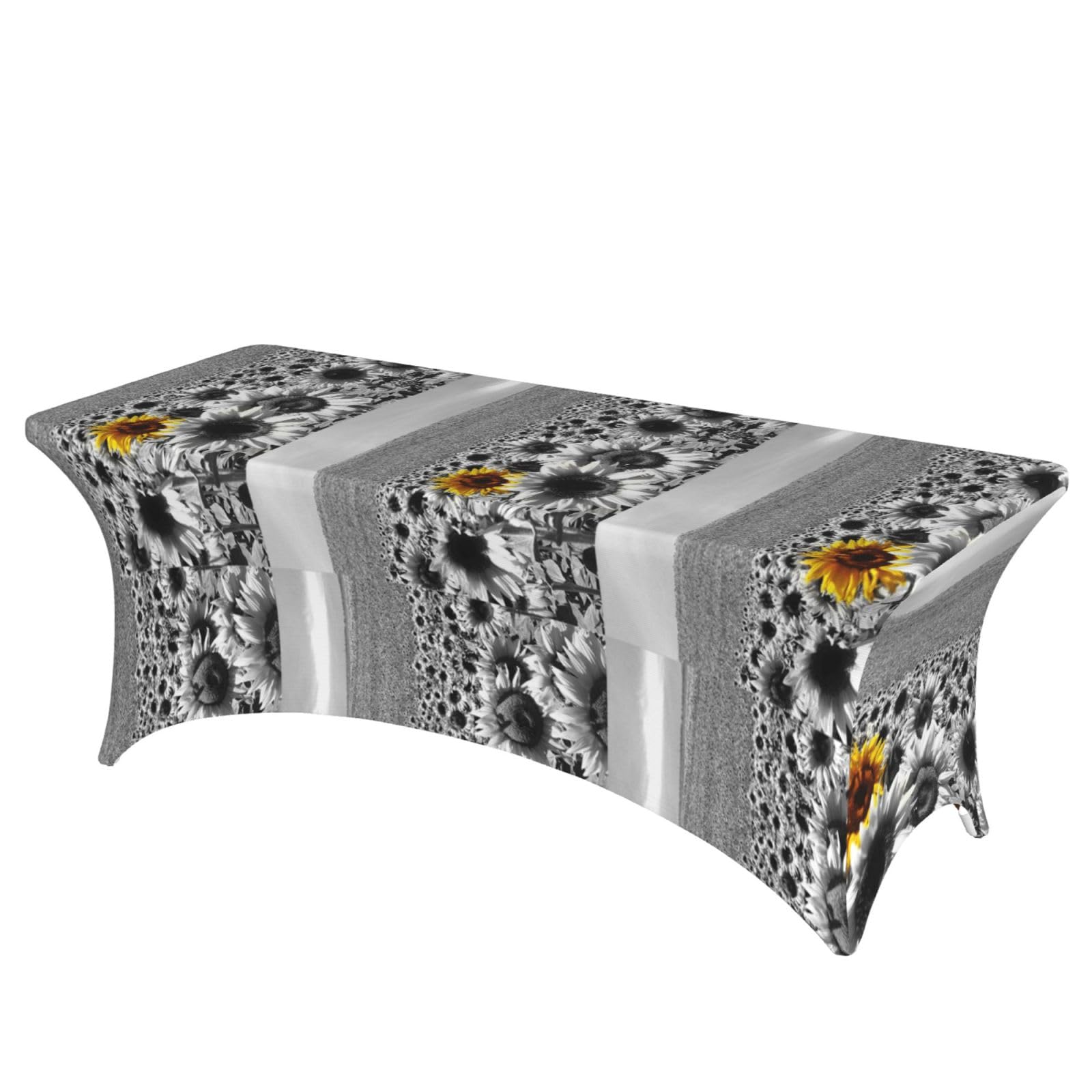 ERCgad Black And White Sunflowers Print Rectangular Tablecloth Dining Banquet Party Events Home Celebration Table Cover