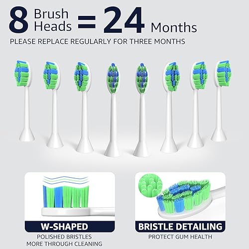 Miniatura 5 de 7AM2M Cepillo de dientes eléctrico sónico, cepillos de dientes recargables de alta potencia, con 8 cabezales de cepillo para adultos y niños, 15