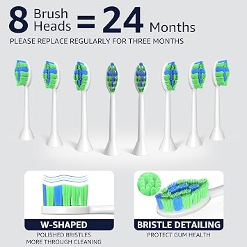 7AM2M Sonic Electric Toothbrush with 8 Brush Heads and 15 Adjustable Modes,High Power Toothbrushes(White)