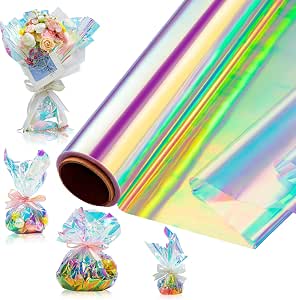 Amazon.com: MBLFHSG 1 Roll Iridescent Cellophane Wrap for Gift Baskets ...