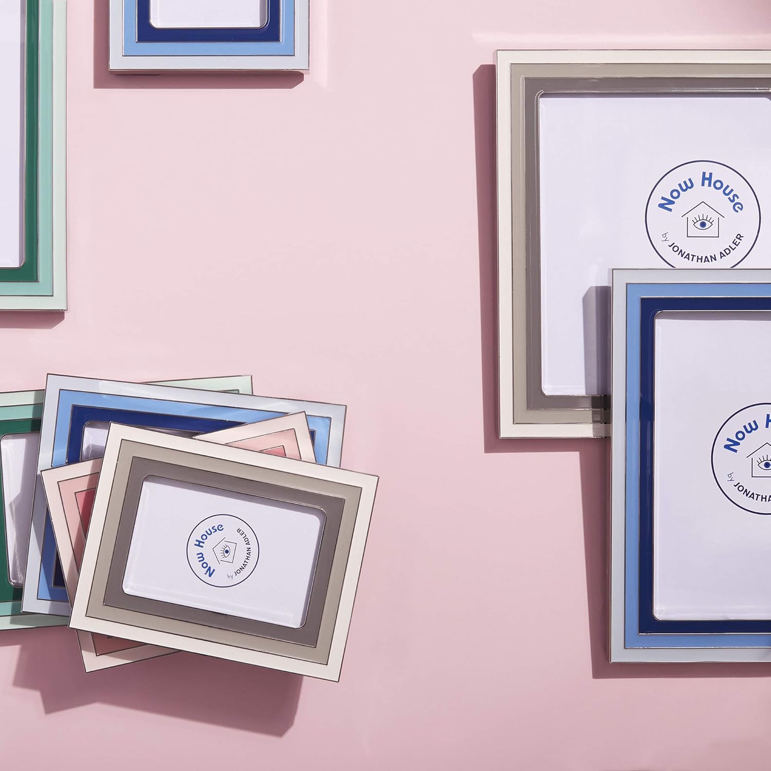 Now House by Jonathan Adler Grid Frame, 5" x 7", Blue and White