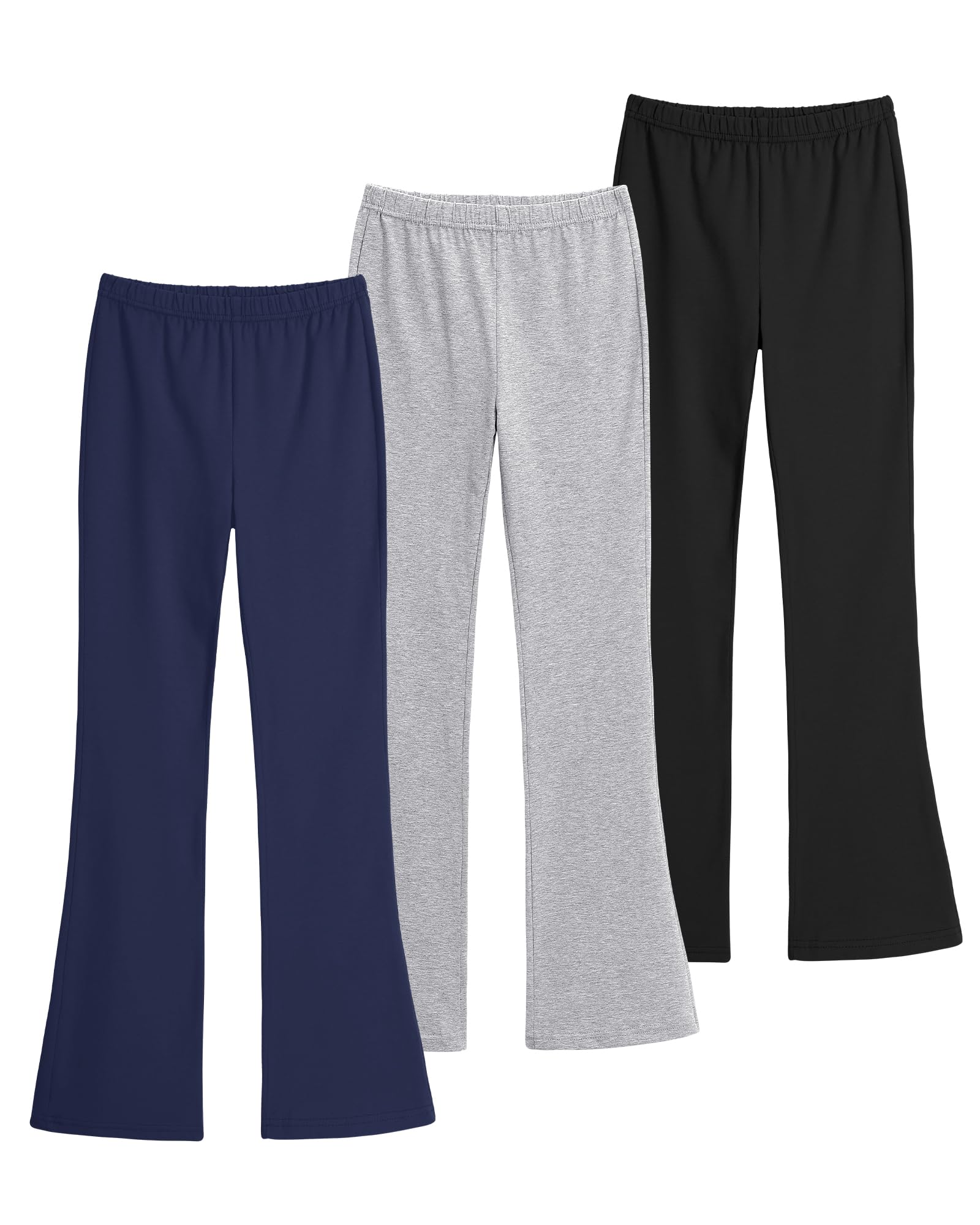 KEREDA Schlaghose Mädchen Leggings Schlag Kinder Flared Teenager Hosen Baumwolle Leggins Lange 3er-Pack