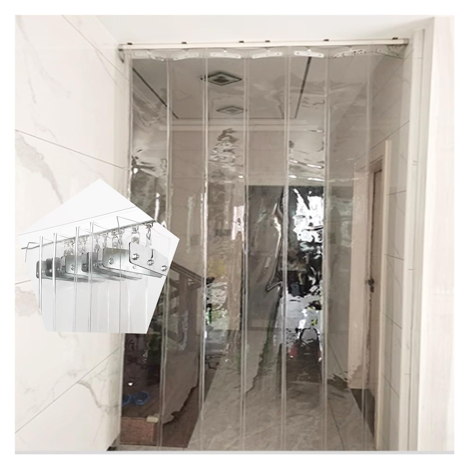 Sliding Curtain PVC Strip Curtain for Door Clear Flexible Foldable Door Strip PVC Plastic Air Conditioner Partition Curtain Push-Pull Foldable (Color : Clear, Size : 120x220cm/47.24x90.55in