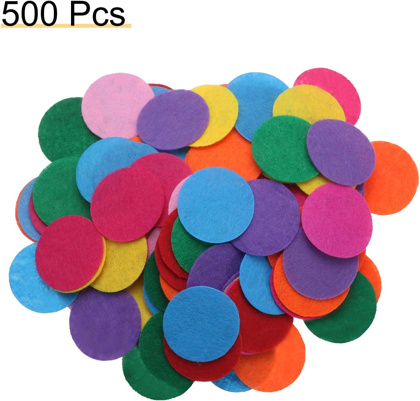HARFINGTON 500pcs Round Felt Circles, 50mm 2" Pre Cut Felt Craft Pads Non-Woven Mini Felt Fabric Circles for DIY Sewing Handcraft Cut Projects Craft Finishing, Mixed Color