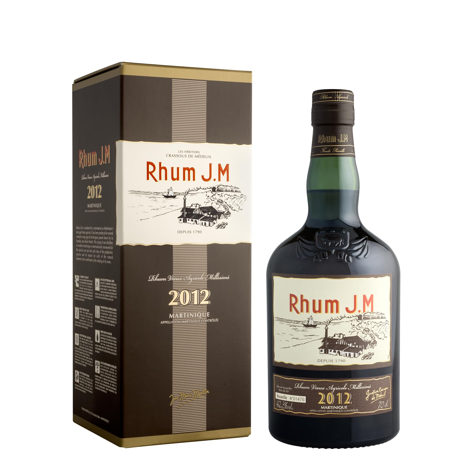 JMRhum J.M. Vieux Millesime 2012: Aged Rhum Agricole AOC/Distilled, aged and bottled in Martinique / 42.3% vol 70cl