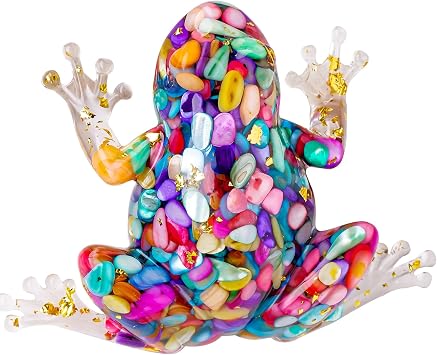 Natural Crystal Gravel Resin Frog Figurines - Healing Zen Decor for Fishbowl, Aquarium & Home, Handmade Frog Statues Collection, Spiritual Gift for Women Meditation, Feng Shui, Positive Energy