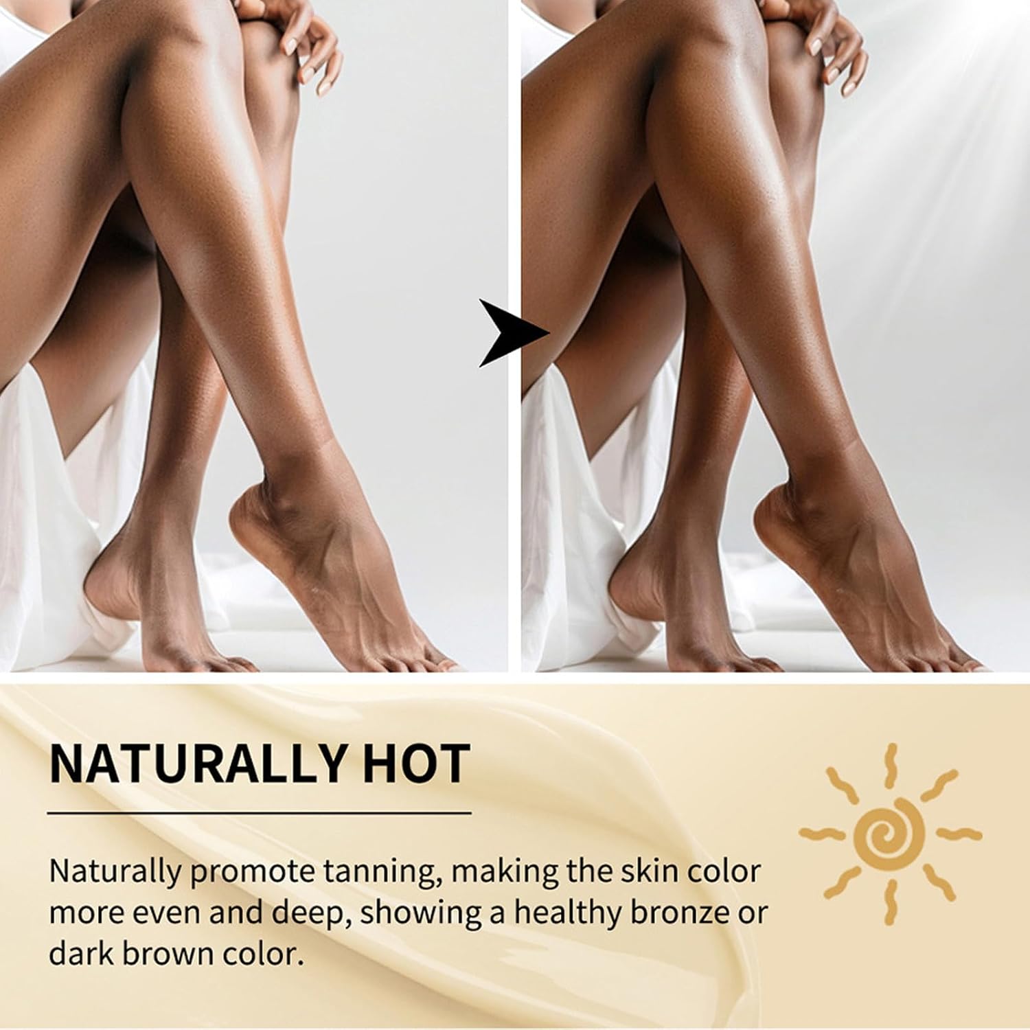 Natural Glow Instant Sun Tanning Moisturizer, Fast Melanin-Boost Accelerator for Natural-Looking Color Bronzer Tan, Non-Sticky Formula with Hydrating Oils, Dark Browning Tan Accelerator