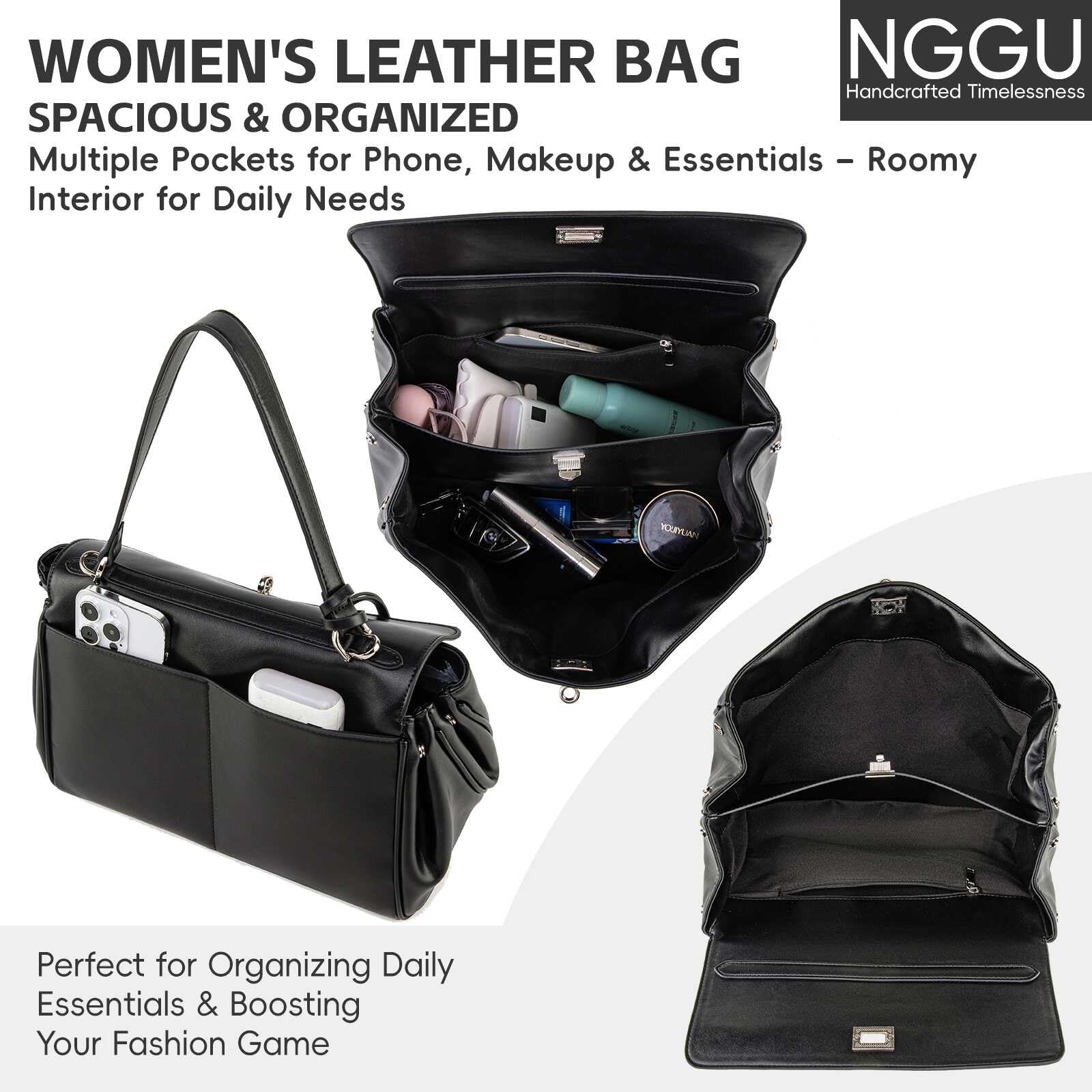 Borsa tote da donna in pelle scamosciata e pelle, borsa a tracolla in morbida pelle per donne, borsa a tracolla per viaggi e lavoro