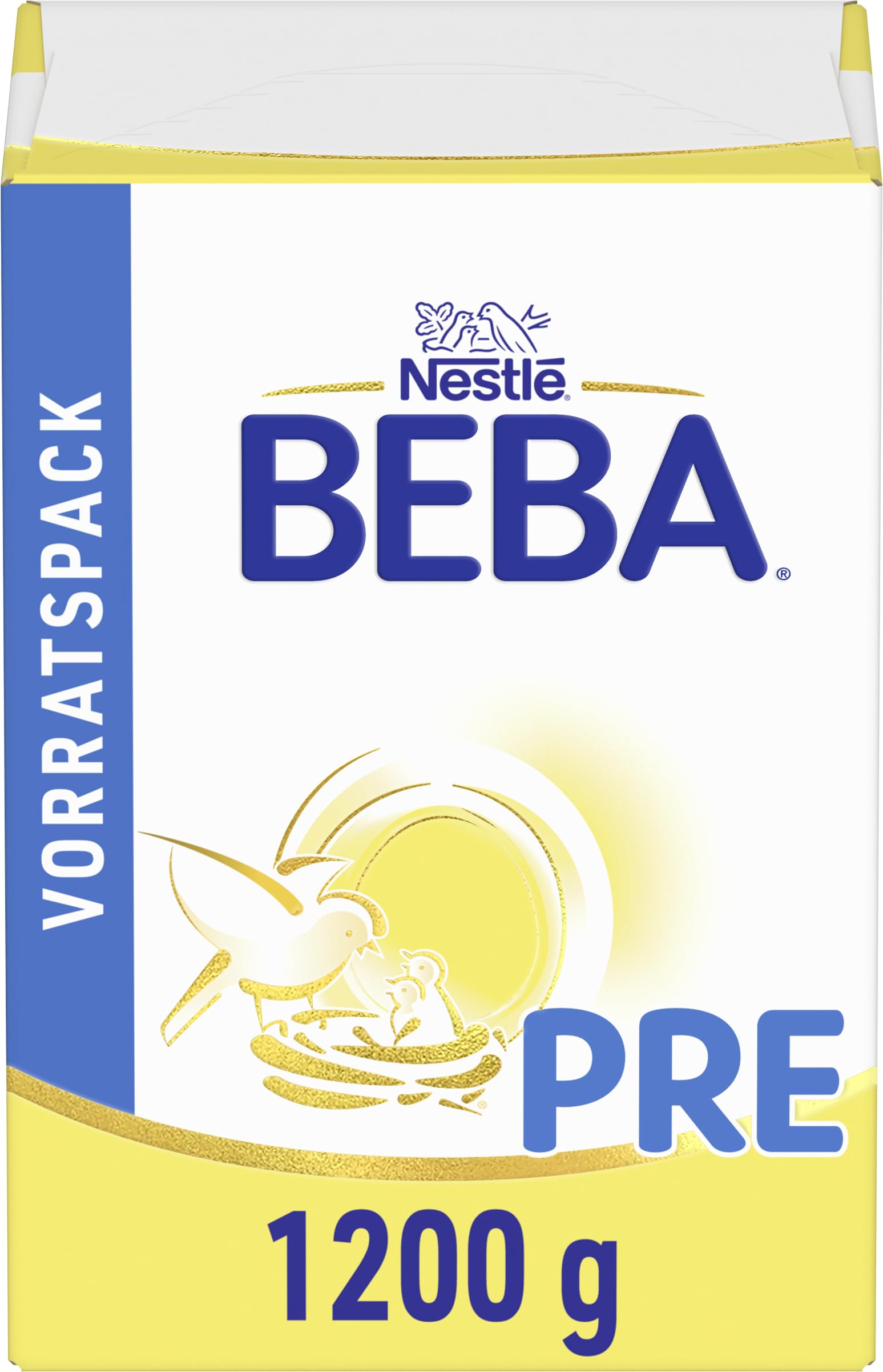 BEBA PRE Anfangsmilch von Geburt an, Nur Laktose, Ohne Palmöl, Ohne Fischöl, Babynahrung, Baby-Milchpulver, Vorratspack 1er Pack (à 2 x 600g)