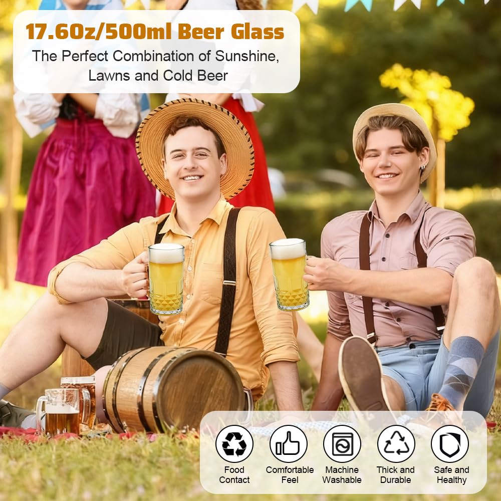 2 Pezzi Bicchieri da Birra 500ml Boccale Birra con Manico Bicchieri da Birra in Vetro Trasparente Calici da Birra Lavabile in Lavastoviglie Bicchiere da Birra di Grano per Feste Bar Ristoranti