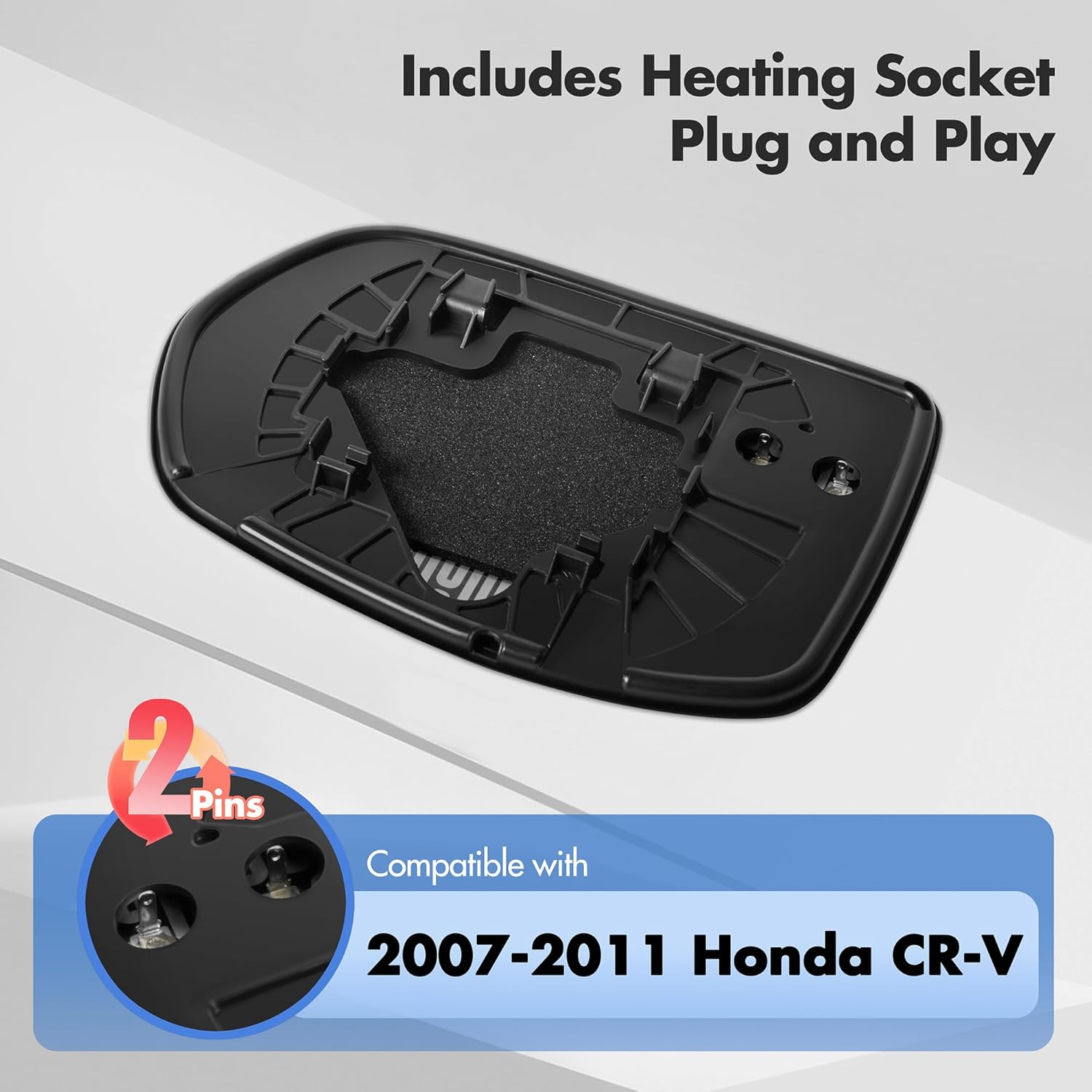 Right Passenger Side Mirror Replacement for Honda CRV Side Mirror, 2007 2008 2009 2010 2011 - Heated Chrome Rear View Mirror Glass with Backing Plate and Cushion, Truck Mirrors