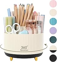 Vista 18 de SKYDUE Organizador de escritorio giratorio de 360 grados, soporte para lápices y bolígrafos de doble propósito, organizador de bolígrafos